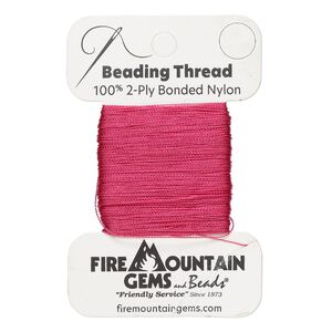 Thread, nylon, fuchsia, size AA. Sold per 50-yard card.