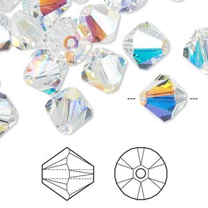 Bead 144pk crystal AB, Swarovski® 10mm XILION bicone 5328
