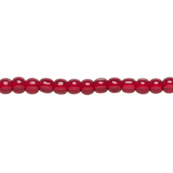 Bead, glass, red, 4mm round. Sold per 36-inch strand. image number 0