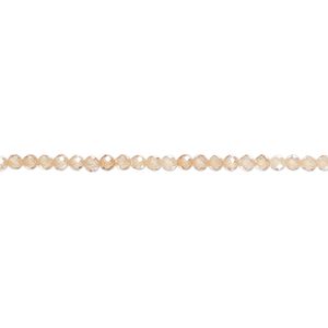Bead, cubic zirconia, champagne, 2mm micro-faceted round, Mohs hardness 8-1/2. Sold per 8-inch strand, approximately 95 beads.