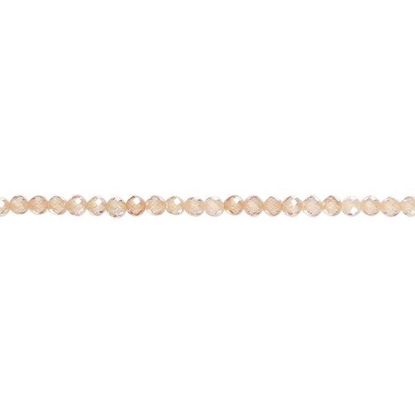 Bead, cubic zirconia, champagne, 2mm micro-faceted round, Mohs hardness 8-1/2. Sold per 8-inch strand, approximately 95 beads. image number 0
