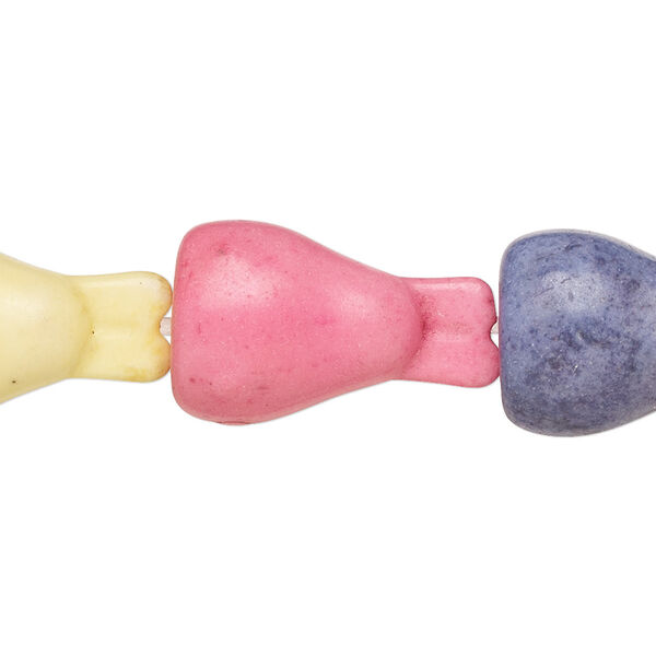 Bead, "howlite" (resin) (imitation), mixed colors, 22x15mm bunny. Sold per 8-inch strand. image number 0