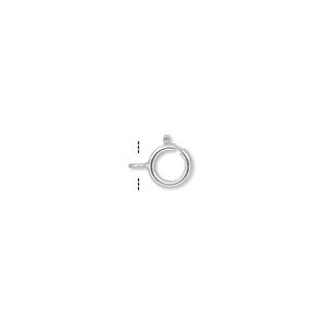 Clasp, springring, sterling silver and steel, 6mm with open loop. Sold per pkg of 25.