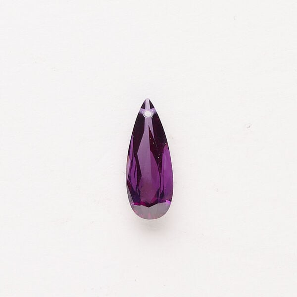 Drop 1pkg1, cubic zirconia, translucent amethyst purple, 18x7mm top-drilled hand-faceted teardrop. image number 0