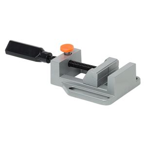 Drill press vise, aluminum, black and orange, 9-1/2 x 4-1/2 inches with 2-3/4 inch jaw length. Sold individually.