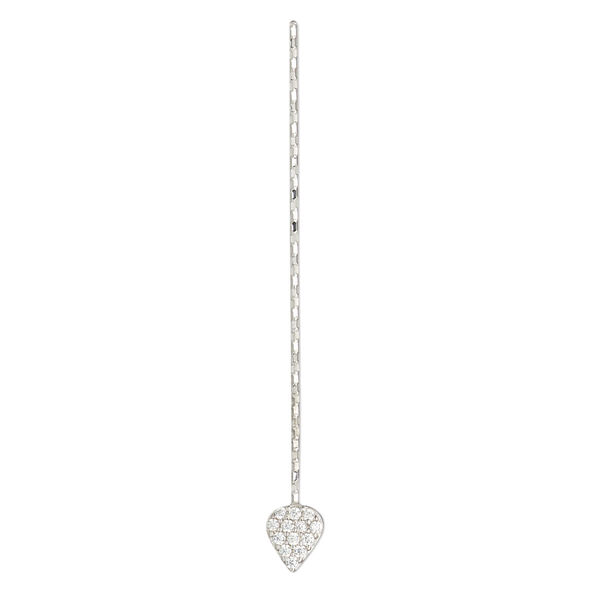Paddle pin, cubic zirconia and rhodium-plated sterling silver, clear, 1-1/2 inch diamond-cut twisted with 5.5x5mm teardrop, 22 gauge. Sold individually. image number 0