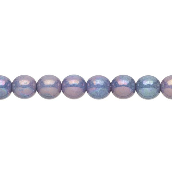 Bead, Czech glass druk, opaque light blue nebula, 6mm round. Sold per 15-1/2" to 16" strand. image number 0