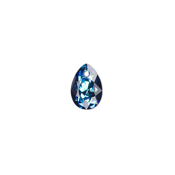 Drop 4pk crystal Bermuda blue P, Crystal Passions® 11.5x8mm pendant pear cut 6433 image number 0