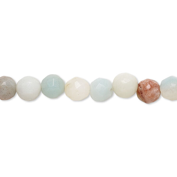 Bead, amazonite (natural), 6-7mm faceted round, B- grade, Mohs hardness 6 to 6-1/2. Sold per 15-inch strand. image number 0