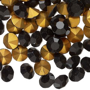 Chaton 144pk jet foil back, vintage Preciosa Czech crystal rhinestone 8.16-8.41mm round SS39