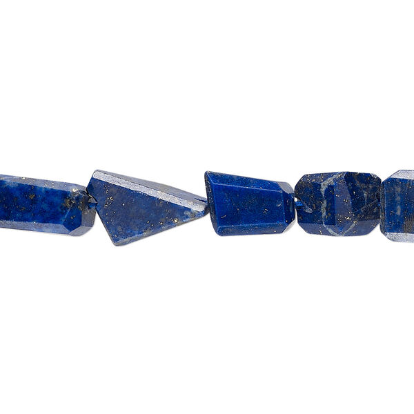 Bead, lapis lazuli (natural), 6x5mm-18x7mm hand-cut faceted freeform with 0.4-1.4mm hole, B- grade, Mohs hardness 5 to 6. Sold per 10-inch strand. image number 0