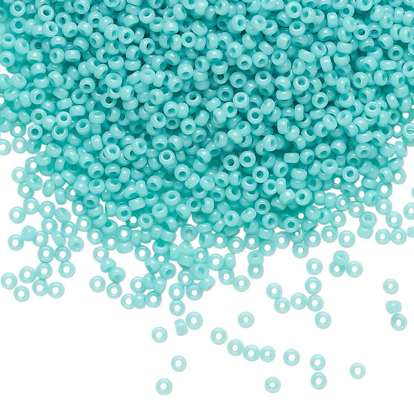 Seed bead, Miyuki, glass, pkg/250g, #15 rocaille, opaque sea opal, (RR-412L). image number 0