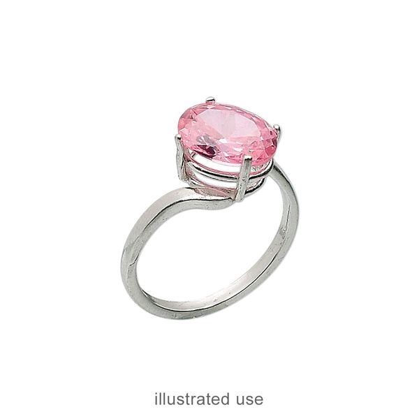 Ring, Sure-Set™, sterling silver, 10x8mm 4-prong oval basket setting, size 8. Sold individually. image number 1