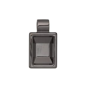 Pendant, Almost Instant Jewelry®, gunmetal-plated "pewter" (zinc-based alloy), 24x14mm single-sided rectangle with 14x10mm rectangle setting and tube bail. Sold individually.
