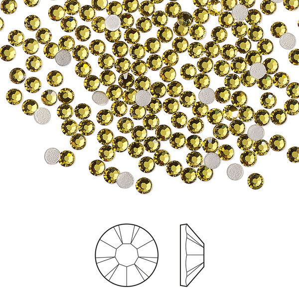 Flat back 1440pk acid yellow foil back, Preciosa MAXIMA Czech crystal hotfix rhinestone 2.3-2.5mm chaton rose round SS8 image number 0