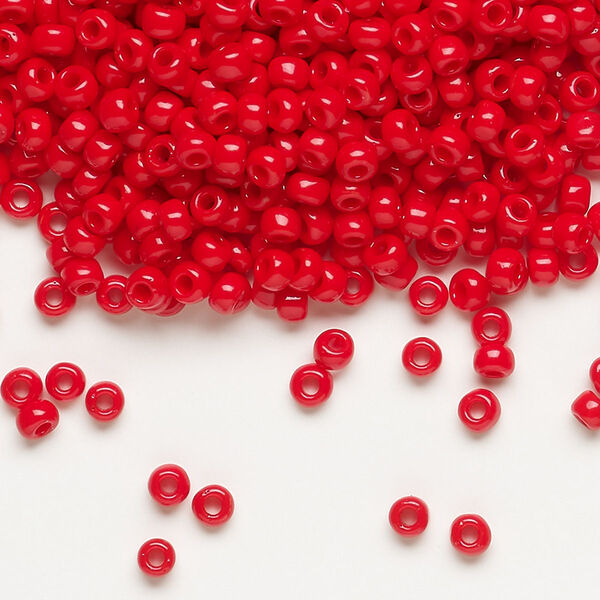 Seed bead, Dyna-Mites™, glass, opaque red, #8 round. Sold per 1/2 kilogram pkg. image number 0