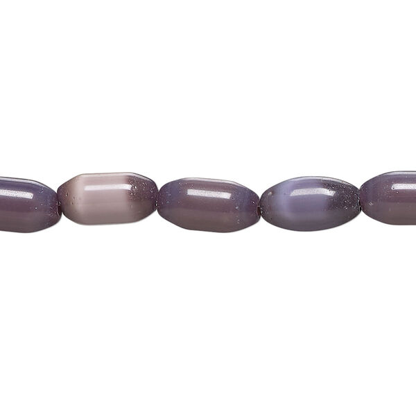 Bead, cat's eye glass (fiber optic glass), purple, 10x6mm-11x8mm barrel. Sold per 15-inch strand, approximately 30 beads. image number 0