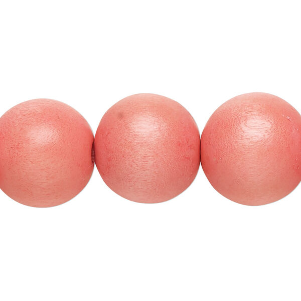 Bead, Taiwanese cheesewood (dyed / waxed), orange, 15-16mm round. Sold per 15-1/2" to 16" strand. image number 0