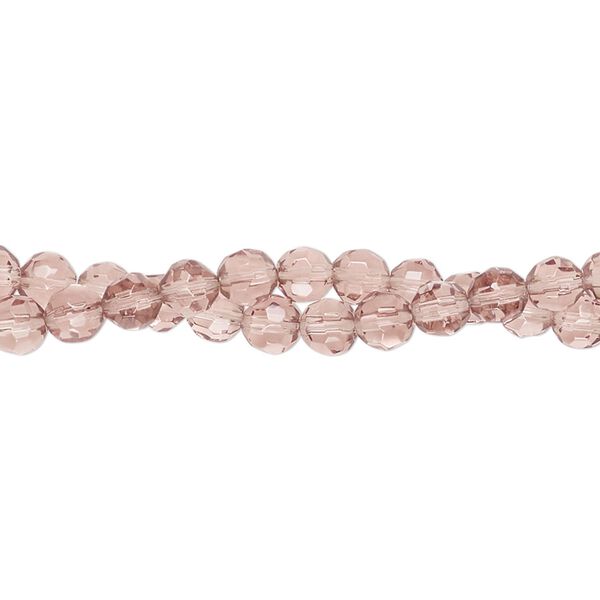 Bead, glass, translucent light plum, 4-5mm faceted round. Sold per pkg of (2) 12-inch strands, approximately 140 beads. image number 0
