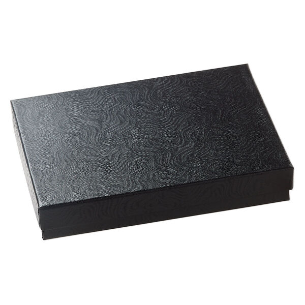 Paper / "cotton" (polyester) 1pkg4, rectangle box / swirl design black 5.25x3.75x.88 inch image number 1