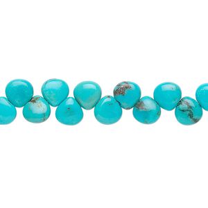 Turquoise 1pkg1, top-drilled flat teardrop bead 15.5-16 inch 6mm