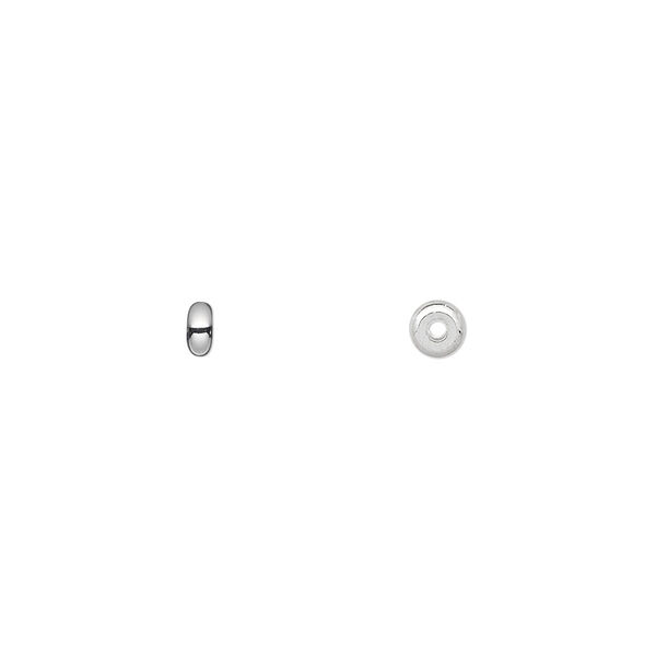 Bead, silver-plated brass, 4x2mm smooth heishi. Sold per pkg of 1,000. image number 0