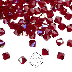 Bead 576pk Siam AB, Preciosa Czech crystal 5mm bicone