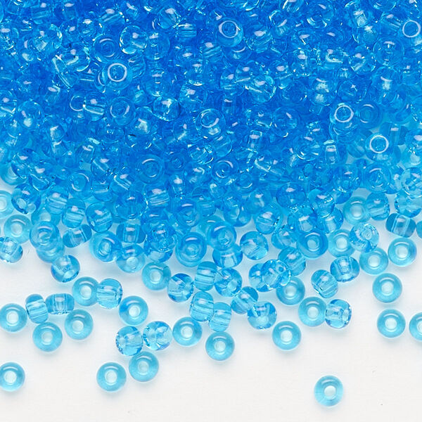 Seed bead, Preciosa Ornela, glass, transparent aquamarine, #8 rocaille. Sold per 50-gram pkg. image number 0