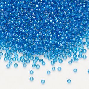 Seed bead, Preciosa Ornela Czech glass, pkg/500g, #11 rocaille, translucent rainbow sea blue, (61150).
