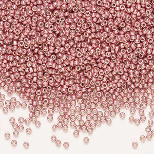 Seed bead, Miyuki 1pkg250g glass, #15 rocaille, Duracoat&reg; opaque galvanized dark coral (RR-4209)