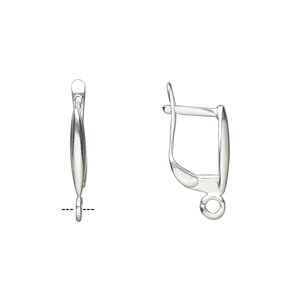 Ear wire leverback 1pkg2 sterling silver, 16.5mm square / shield / open loop, 1 pair