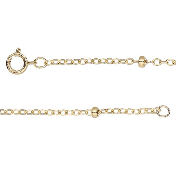 Chain, 14Kt gold-filled, 1.8mm flat cable and 3x1.5mm rondelle, 20 inches with springring clasp. Sold individually. image number 0
