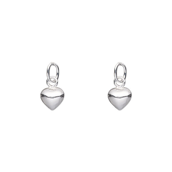 Charm, sterling silver-filled, 6x6mm puffed heart with closed jump ring. Sold per pkg of 2. image number 0