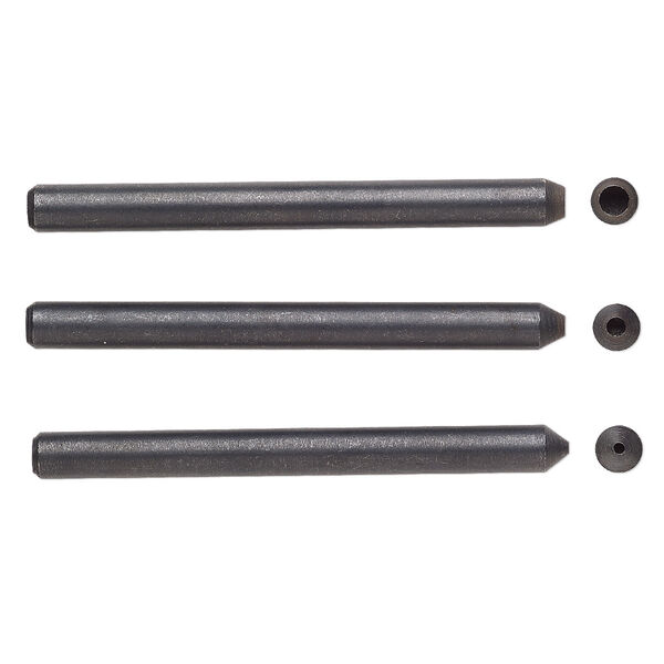 Stamp, black-plated tempered steel, 2-3/4 x 1/4 inches with 1.5 / 2.5 / 4mm round tips and 6mm shaft. Sold per 3-piece set. image number 0