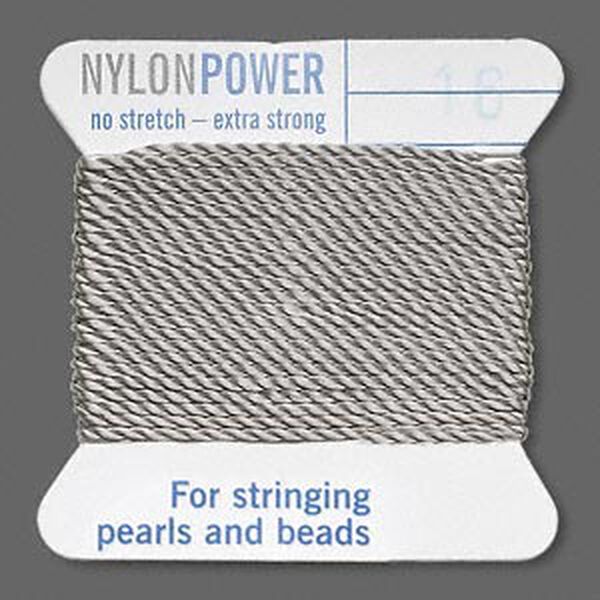 Thread, Griffin, nylon, grey, size #16. Sold per 2-meter card (approximately 78 inches). image number 0