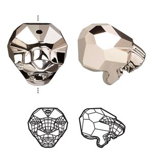 Bead 1pk crystal rose gold 2X 18Kt gold plated, Crystal Passions® 24x20mm cougar 5751