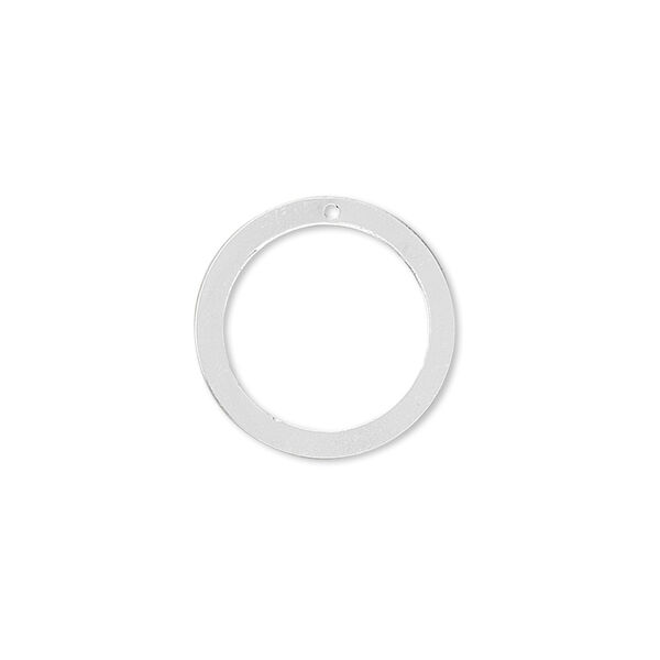 Drop, sterling silver, 18mm open round. Sold per pkg of 4. image number 0