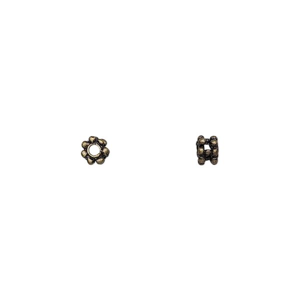 Bead, antique brass-finished "pewter" (zinc-based alloy), 4x3mm double rondelle. Sold per pkg of 24. image number 0