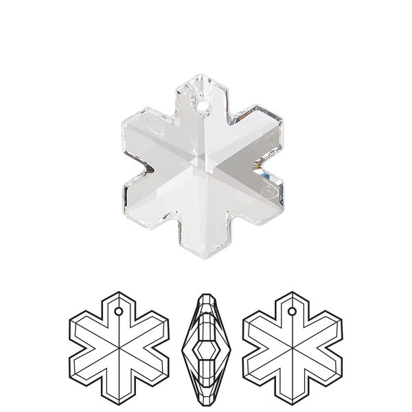 Drop 1pk crystal, Crystal Passions® 20x17mm pendant snowflake 6704 image number 0