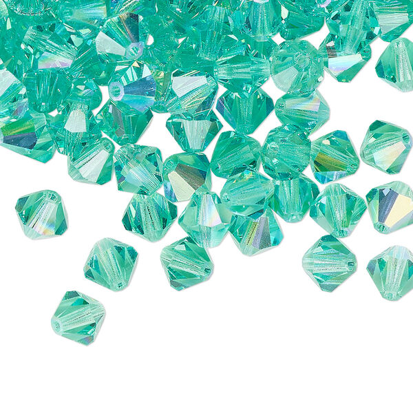 Bead 24pk Caribbean Sea AB, Preciosa Czech crystal 6mm bicone image number 0