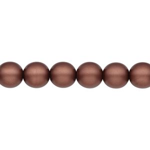 Bead, Czech pearl-coated glass druk, opaque matte mocha, 8mm round. Sold per 15-1/2" to 16" strand.