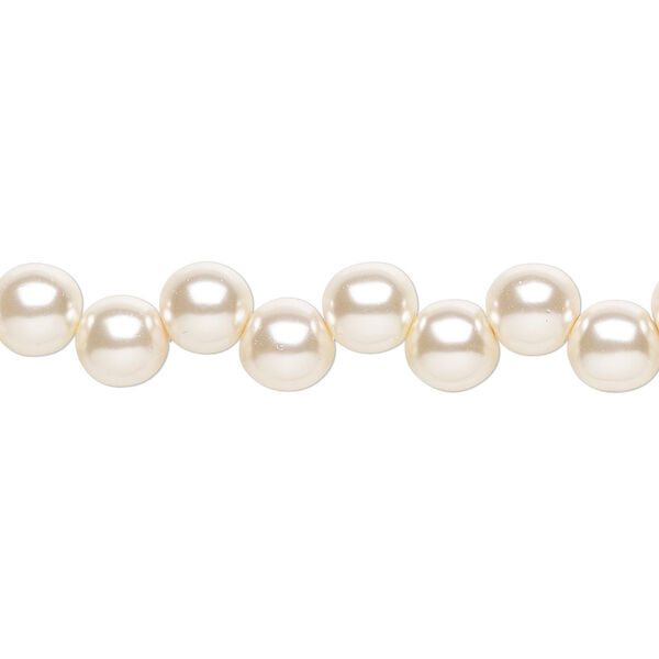 Bead, Preciosa, Czech pressed glass druk, opaque pearl, 6mm top-drilled round. Sold per pkg of 30. image number 0