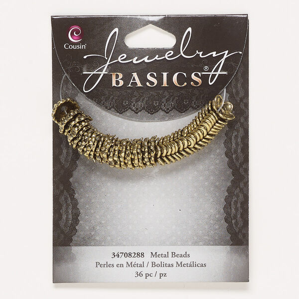 Bead cap, antique gold-finished brass, 10.5x3.5mm flower with swirl design, fits 10-12mm round bead. Sold per pkg of 36. image number 0