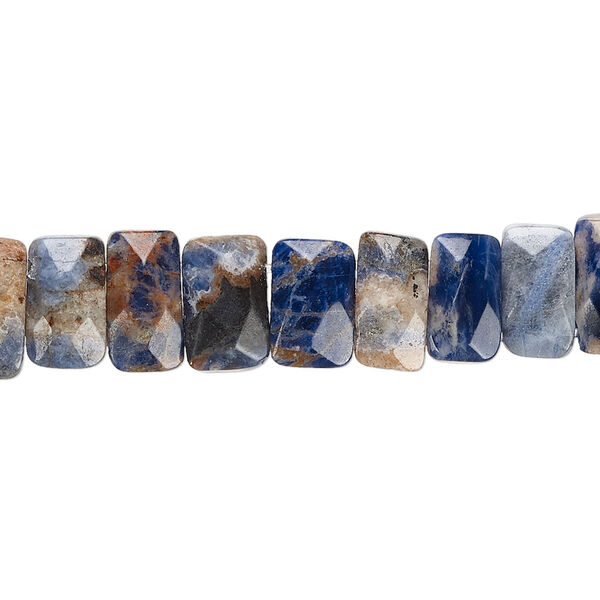 Bead, orange sodalite (natural), 9x5mm-10x6mm double-drilled faceted rectangle with 0.5-1.5mm holes, B grade, Mohs hardness 5 to 6. Sold per 8-inch strand, approximately 35 beads. image number 0