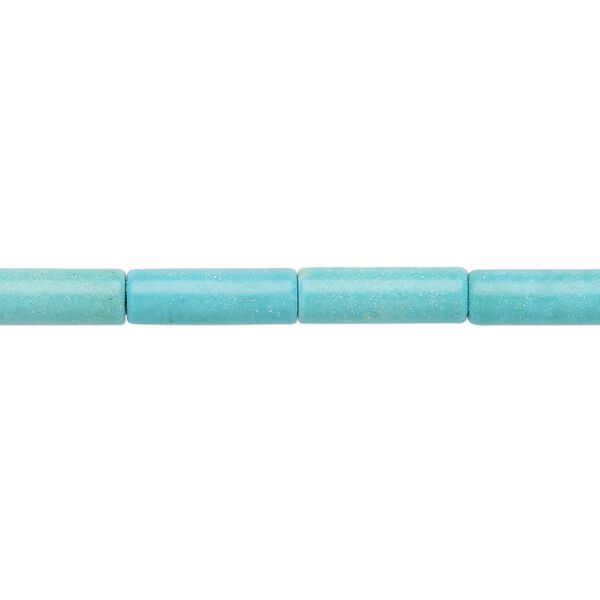 Bead, "turquoise" (resin) (imitation), light blue, 13x4mm round tube. Sold per 15-inch strand. image number 0