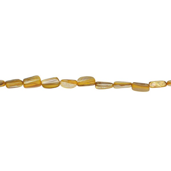Mother-of-pearl shell 1pkg1, stick bead 15 inch gold 13x6mm-16x12mm image number 1
