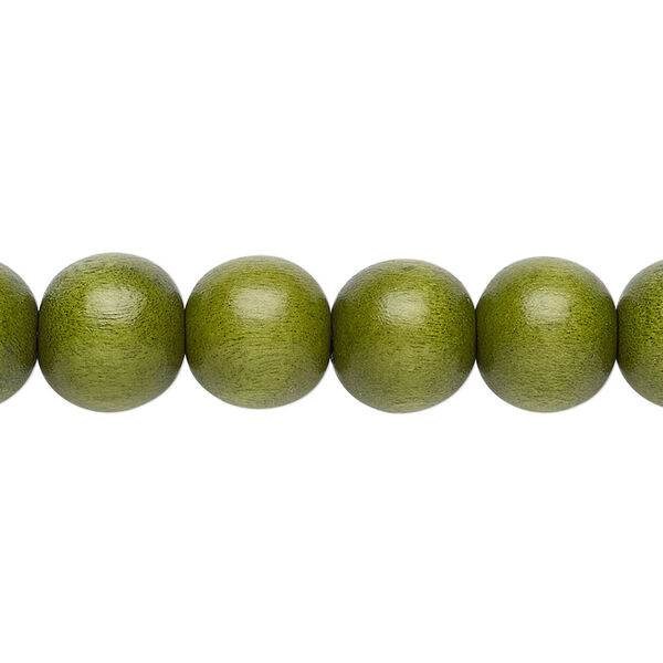 Bead, Taiwanese cheesewood (dyed / waxed), light forest green, 9-10mm round. Sold per pkg of (2) 15-1/2" to 16" strands. image number 0