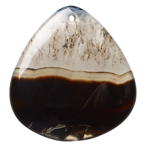 Black agate 1pkg1, rounded triangle focal 43x42x42mm image number 0