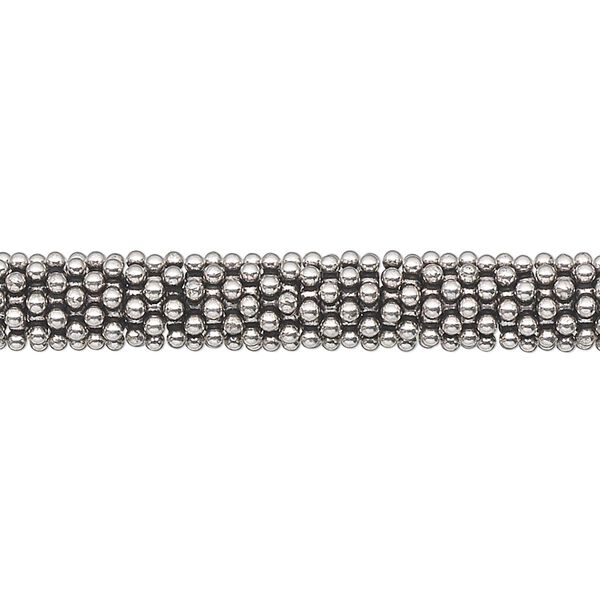 Bead, antiqued sterling silver, 7x1mm beaded rondelle. Sold per 1/4 troy ounce pkg, approximately 20-25 beads. image number 0