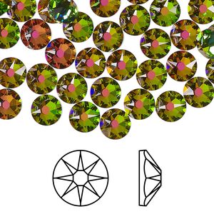 Flat back 144pk crystal vitrail medium foil back, Crystal Passions® 6.32-6.5mm rose round SS30 2088